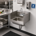 Thumbnail image #2 for Wall-Mounted Stainless Steel Hand Wash Sink with Side Splash Shields and 4-Inch Wall-Mount Mixing Faucet