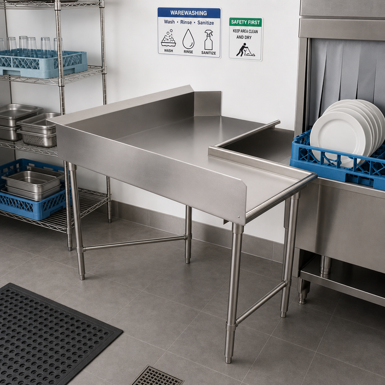 Product image #2 for BK Resources Corner L-Shaped Clean Dishtable, 60 x 48 Inches, Right-to-Left Operation