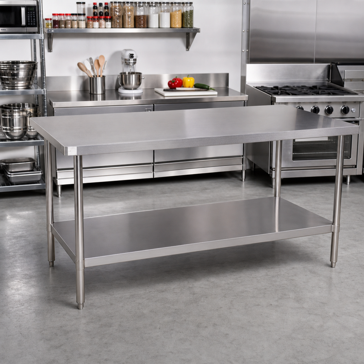 Product image #2 for Klinger's Trading AST3072 72" x 30" Stainless Steel Flat Top Work Table with Undershelf