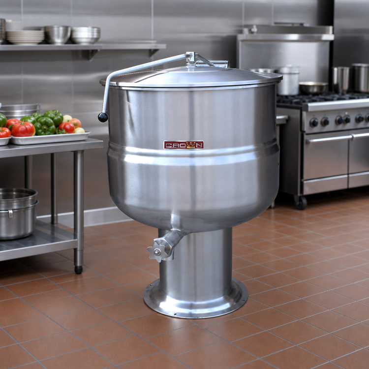 Product image #2 for Crown DP-20 Stationary Direct Steam Kettle, 20 Gallon, Pedestal Base