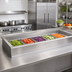 Thumbnail image #2 for Randell 5-Pan Drop-In Iced Cold Food Well with Stainless Steel Interior, 71-1/4
