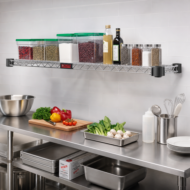 Product image #2 for Eagle QuadTruss Quad-Adjust Wire Shelf, 72"W x 14"D, Chrome-Plated, 600 lb Capacity