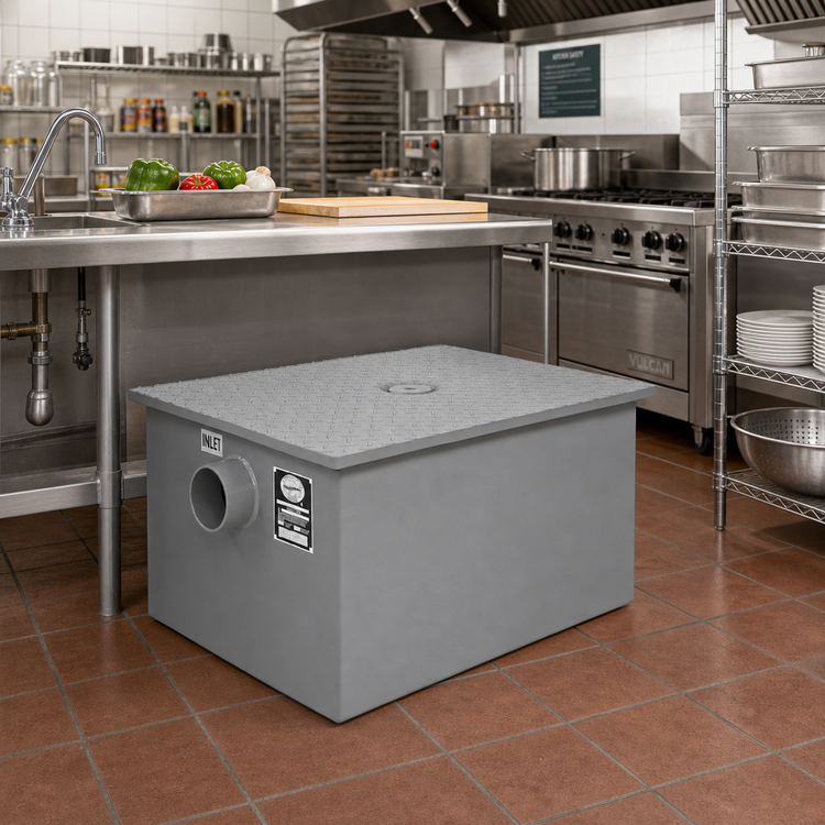 Product image #2 for Klinger's Trading GT-30 30 lb. Grease Interceptor, 15 GPM, Epoxy-Coated Steel