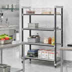 Thumbnail image #2 for Cambro Camshelving® Elements EXU185464V4480 4-Tier Vented Polymer Shelving Unit, Stationary Starter, 18"D x 54"W x 64"H, Speckled Gray