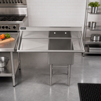 Thumbnail image #2 for Atosa USA, Inc. Mixrite SS1818D11L18 Commercial 1-Compartment 18-Gauge Stainless Steel Sink, 18 x 18 x 12 in Bowl, Left-Hand Drainboard