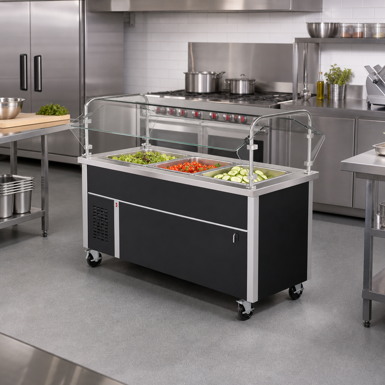 Product image #2 for Randell Mobile Refrigerated Cold Food Table, Open Base, 48 Inch, 3 Pan Capacity