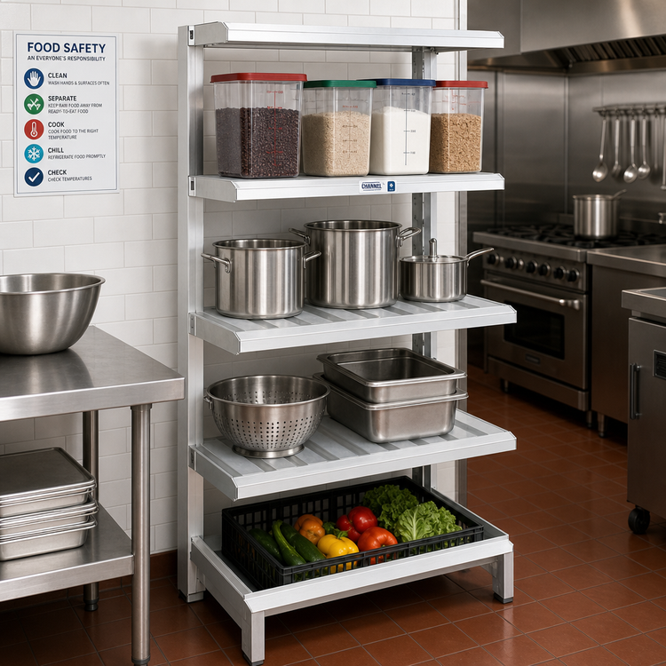 Product image #2 for Channel 4-Inch E-Channel Cantilever Shelving, 42 x 24 x 72 Inches, Aluminum
