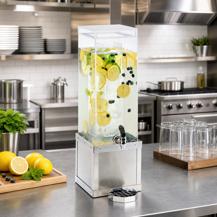 Product image #2 for Cal-Mil Urban 3-Gallon Single Beverage Dispenser with Acrylic Bowl and Stainless Steel Base