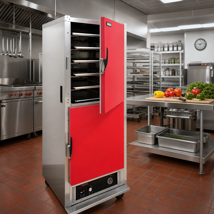 Product image #2 for Cres Cor Mobile Heated Holding Cabinet, 1 Compartment, 11 Full-Size Sheet Pan Capacity, Red Dutch Doors