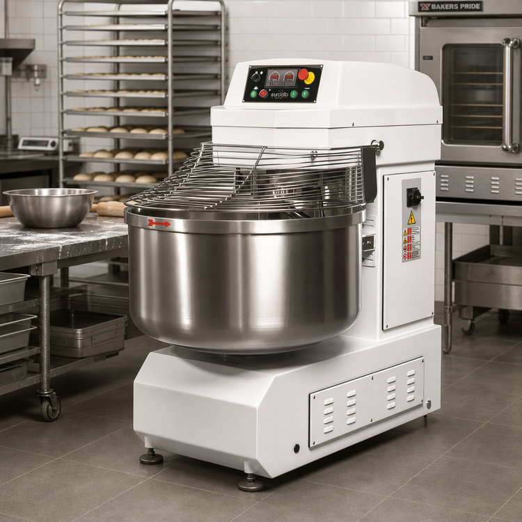 Product image #3 for Eurodib 95 Liter Stainless Steel Spiral Dough Mixer with Programmable Timers, 208-220V, 3-Phase