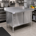 Thumbnail image #2 for 60-Inch Stainless Steel Enclosed Work Table with Sliding Doors and 4-Inch Backsplash