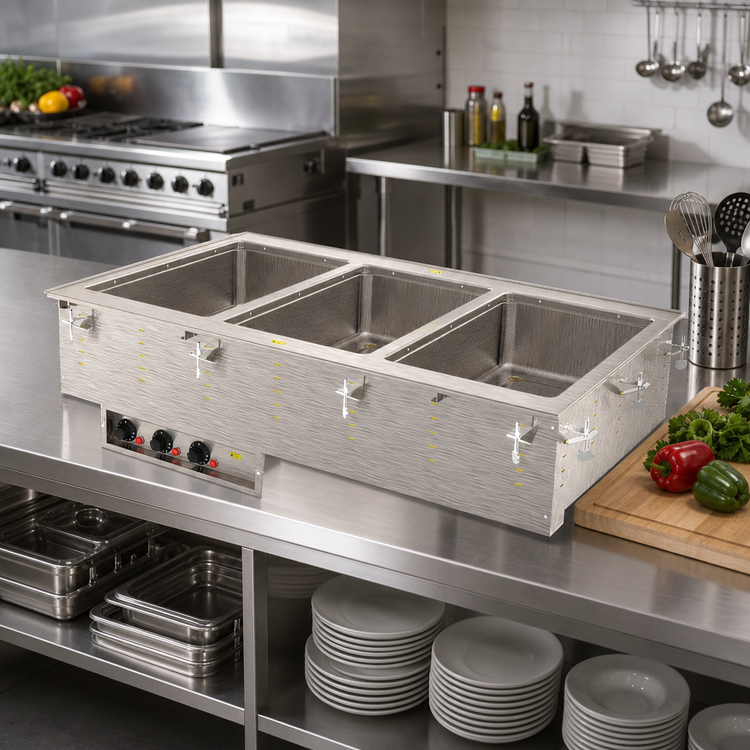 Product image #2 for Vollrath 3-Well Drop-In Electric Hot Food Well, 12 x 20 Inch Insulated Marine-Grade 316 Stainless Steel Wells, 120V
