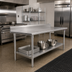 Thumbnail image #2 for John Boos Stallion 120-Inch x 36-Inch 16-Gauge 300-Series Stainless Steel Work Table with 5-Inch Backsplash