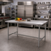 Thumbnail image #2 for Klinger's Trading 84-Inch x 30-Inch Heavy Duty Stainless Steel Flat Top Work Table with H-Frame Base
