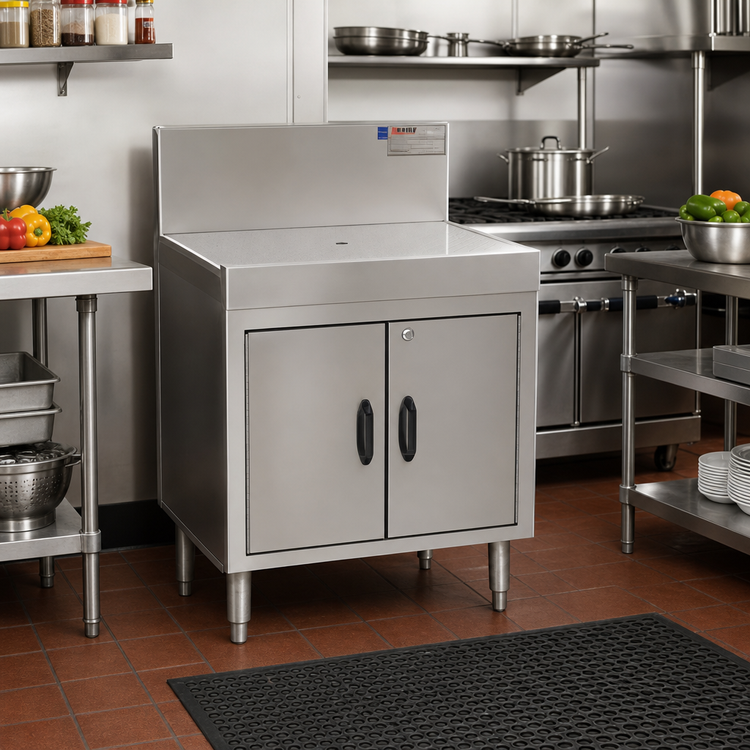 Product image #2 for Eagle Spec-Bar Closed Base Stainless Steel Workboard Cabinet with Hinged Doors and Lock, 42"W x 24"D