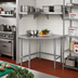 Thumbnail image #2 for John Boos Stallion 30-Inch x 30-Inch Corner Stainless Steel Work Table, 16-Gauge Flat Top, Galvanized Base
