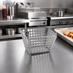 Thumbnail image #3 for American Metalcraft LFRY54 5-Inch Rectangular Nestable Laser-Cut Stainless Steel Fry Basket Case of 48
