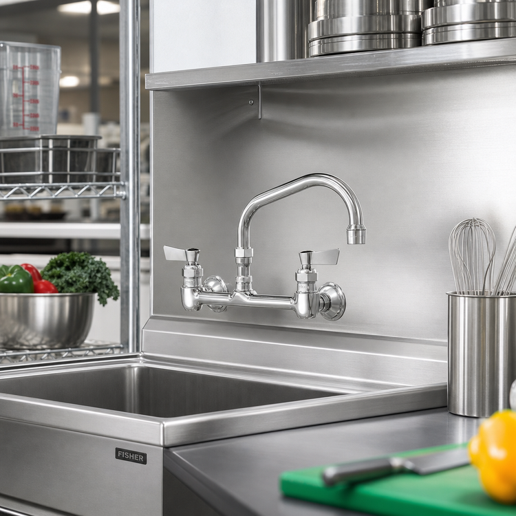 Product image #2 for Fisher Backsplash-Mount Commercial Faucet with 8-Inch Centers and 6-Inch Swing Spout