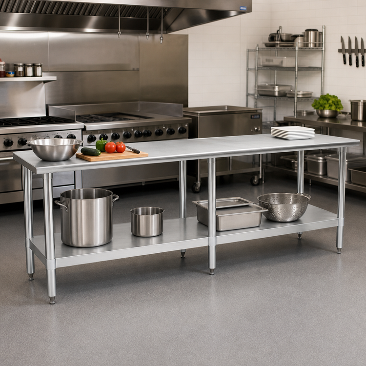 Product image #2 for Eagle Deluxe Series Stainless Steel Work Table with Adjustable Undershelf, 144 x 24 Inches