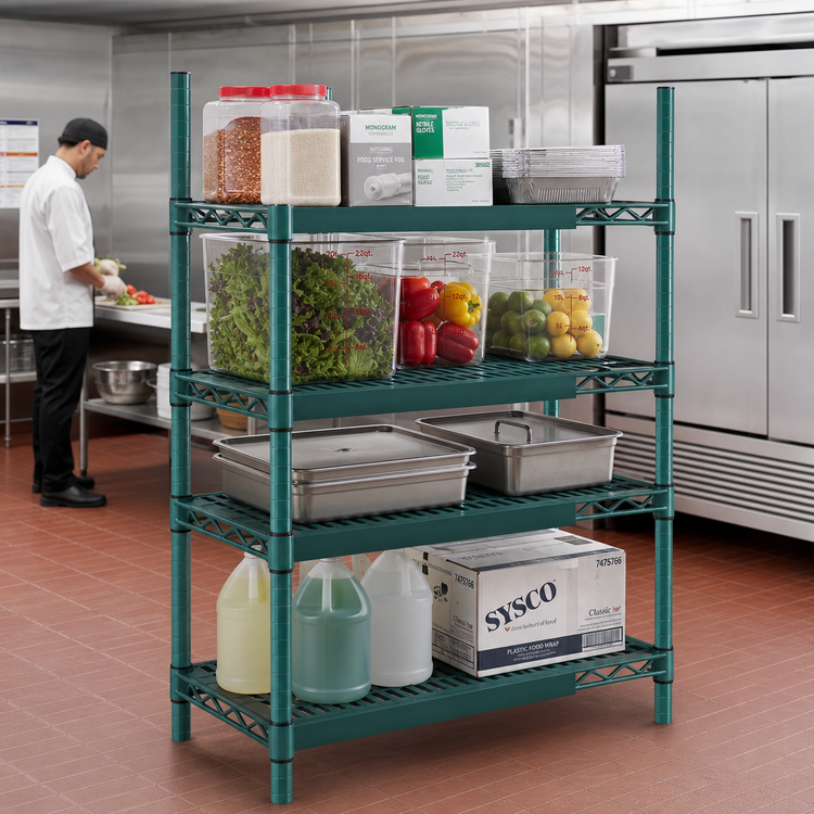 Product image #2 for QuadPlus Louvered Polymer Shelf Mat with Wire Quad-Adjust Frame, 54 x 21 Inches, Green