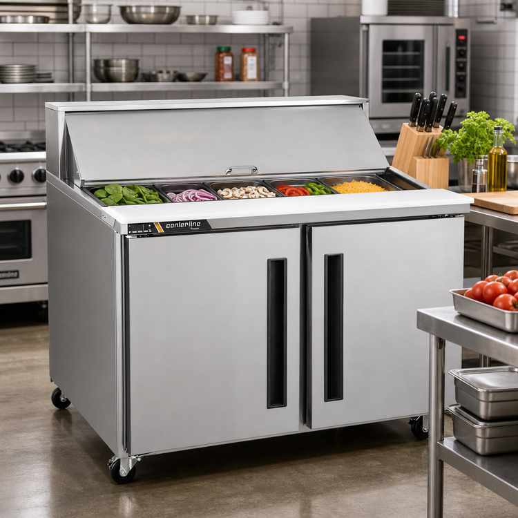 Product image #2 for Centerline CLPT-4818-SD-LR Two-Section Mega Top Refrigerated Prep Table