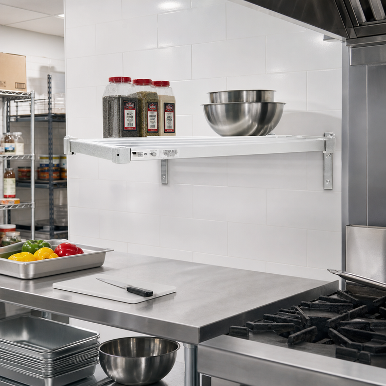 Product image #3 for New Age Adjust-A-Shelf Heavy-Duty Wall-Mounted Aluminum Shelf, 36 x 18 Inches