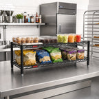 Thumbnail image #2 for Eagle Group QuadTruss HDFCM1430BL 2-Tier Front Case Merchandise Wire Shelving Unit, 30"W x 14"D x 14"H, Black Epoxy