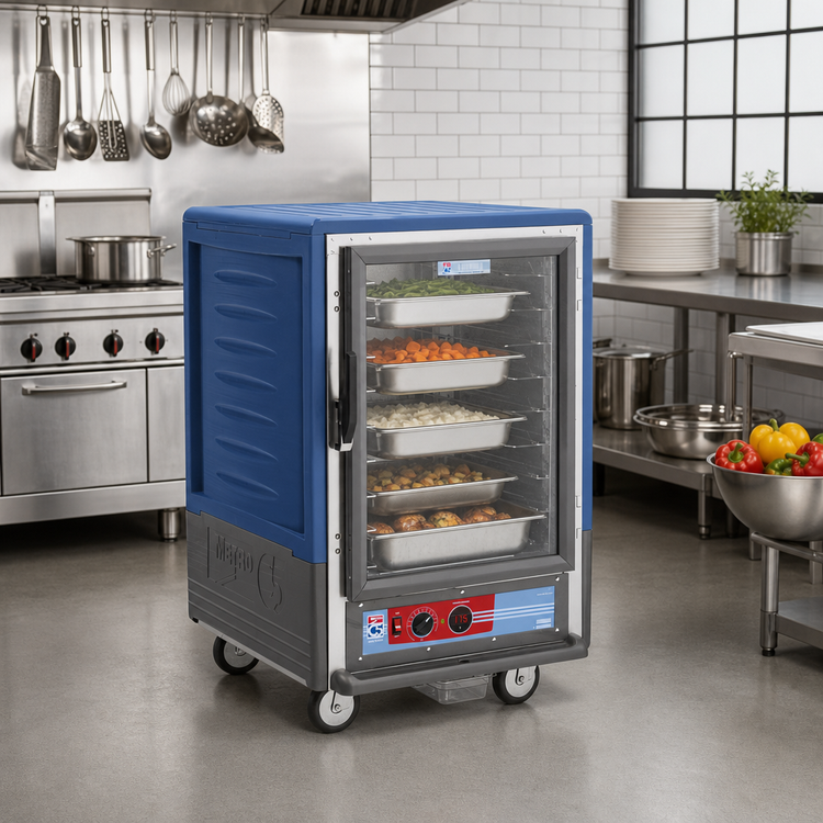 Product image #2 for Metro C5 3 Series Half-Height Heated Holding Cabinet with Clear Polycarbonate Door, Blue Insulation Armour and Universal Wire Slides