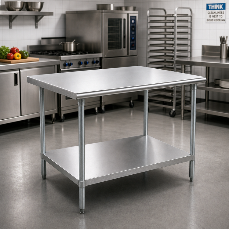 Product image #2 for Advance Tabco AG-300 30 Inch x 30 Inch Square Flat Top Stainless Steel Work Table with Adjustable Undershelf and Galvanized Base