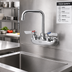 Thumbnail image #2 for Krowne Silver Series Wall-Mount Commercial Faucet with 4-Inch Centers and 4-1/2-Inch Double Bend Spout