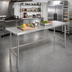 Thumbnail image #2 for Advance Tabco 120 Inch x 36 Inch 14 Gauge 304 Stainless Steel Work Table with Non-Drip Edge and Open Base