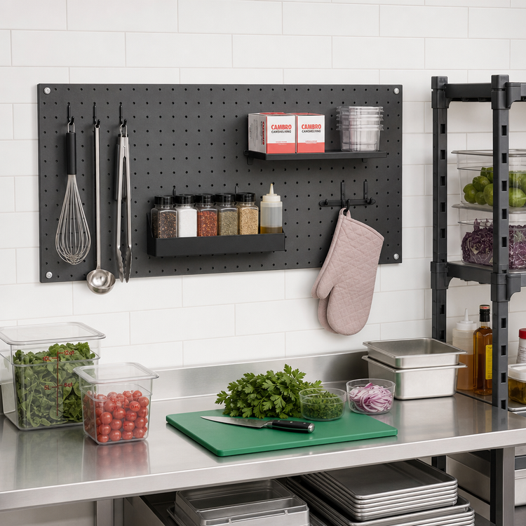 Product image #2 for Cambro Camshelving Elevation Series 18 x 42 Inch Black Wall-Mounted Pegboard