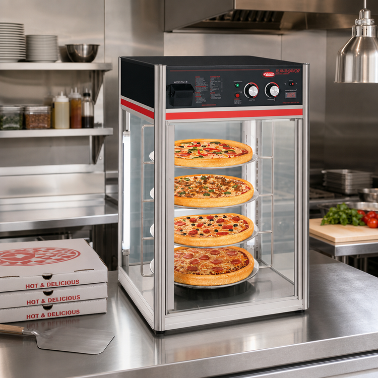 Product image #2 for Hatco Flav-R-Savor Tall Countertop Hot Food Holding and Display Cabinet with 1 Door and Rotating 4-Tier Circle Rack
