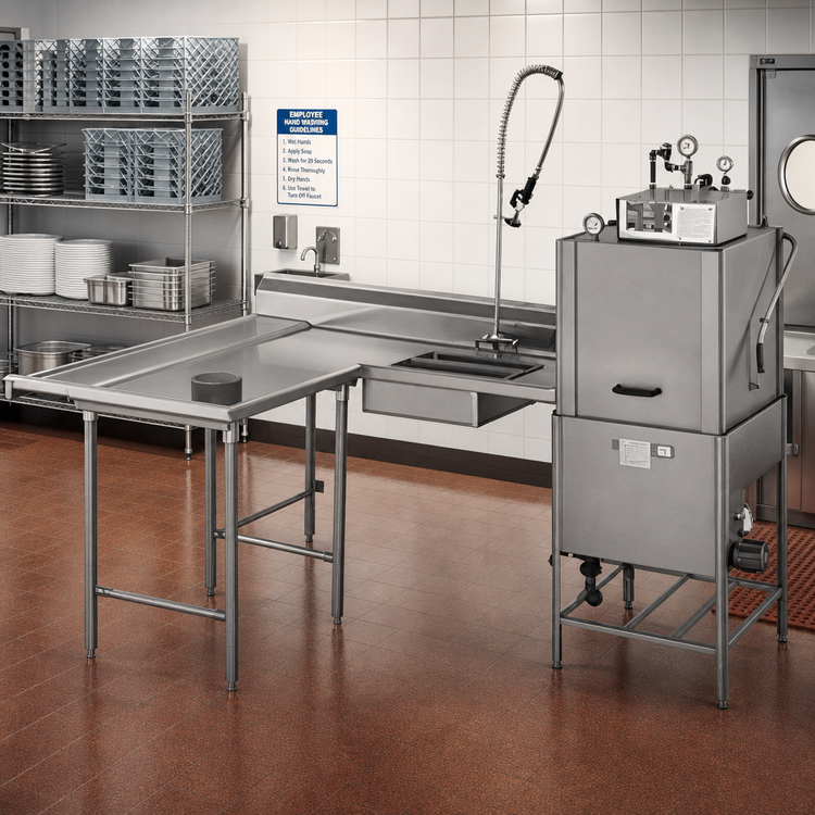 Product image #2 for Eagle Group Spec-Master SDTLR-108-14/3 L-Shaped Soiled Dishtable, 108" x 60" Corner, 30" Working Depth