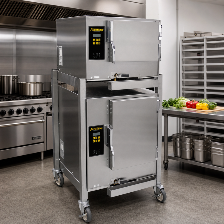 Product image #2 for AccuTemp Evolution Double-Stacked Boilerless Convection Steamer, 3-Pan Over 6-Pan, 208V, 3-Phase, With Stand