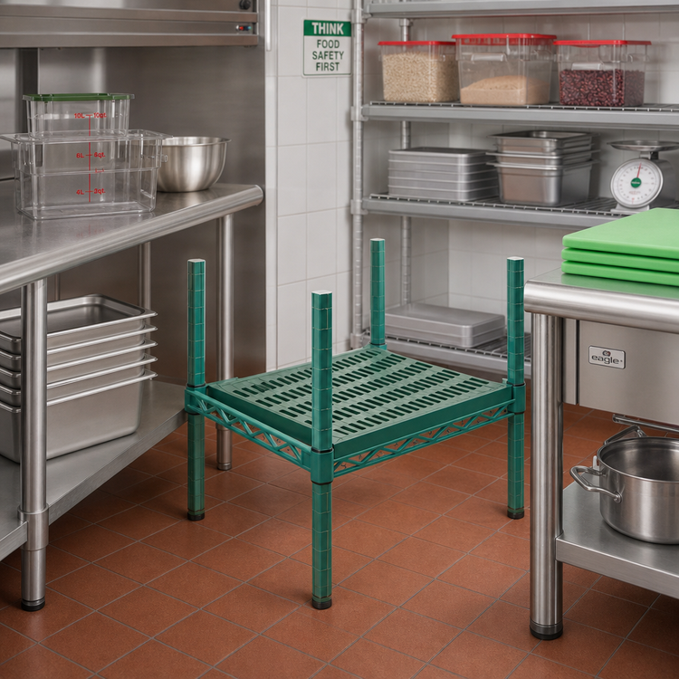 Product image #2 for Eagle QuadPlus Louvered Green Polymer Shelf Mat with Quad-Adjust Frame, 36 x 24 Inches