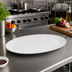 Thumbnail image #3 for Crestware Alpine White 13-1/2 x 10-5/8 Inch Oval Narrow Rim Vitrified Ceramic Platter