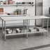 Thumbnail image #2 for Eagle Group Budget Series 120-Inch x 24-Inch 430 Stainless Steel Work Table with 1-1/2-Inch Rear Up-Turn and Undershelf