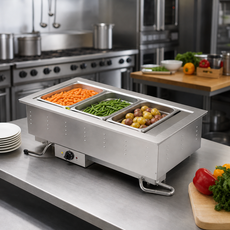 Product image #2 for Vollrath 3-Pan Electric Bain-Marie Wet Hot Drop-In, Top Mount, 120V