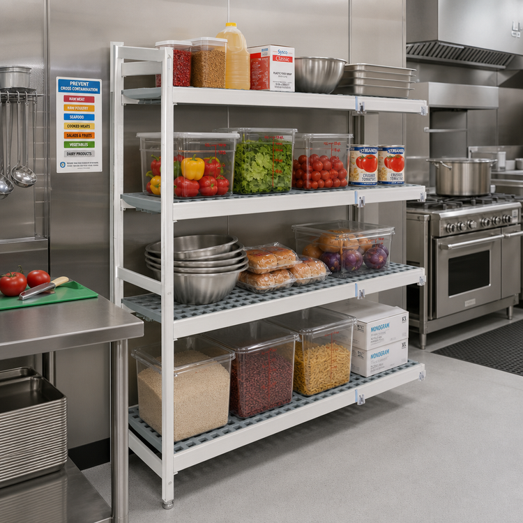 Product image #2 for Fermostock 4-Tier Corner Expansion Polymer Shelving Kit, 66 Inch H x 52 Inch W x 22 Inch D