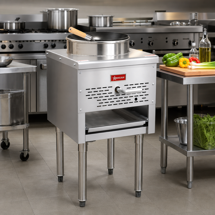 Product image #2 for Omcan USA Single Bowl Liquid Propane Wok Range with 13-Inch Wok Ring and 95,000 BTU Jet Burner