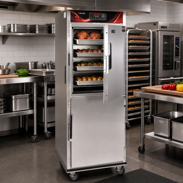 Product image #2 for Cres Cor Roast-N-Hold Deluxe Programmable Cook and Hold Oven, 2-Compartment Full-Height Floor Model, 208V 1-Phase