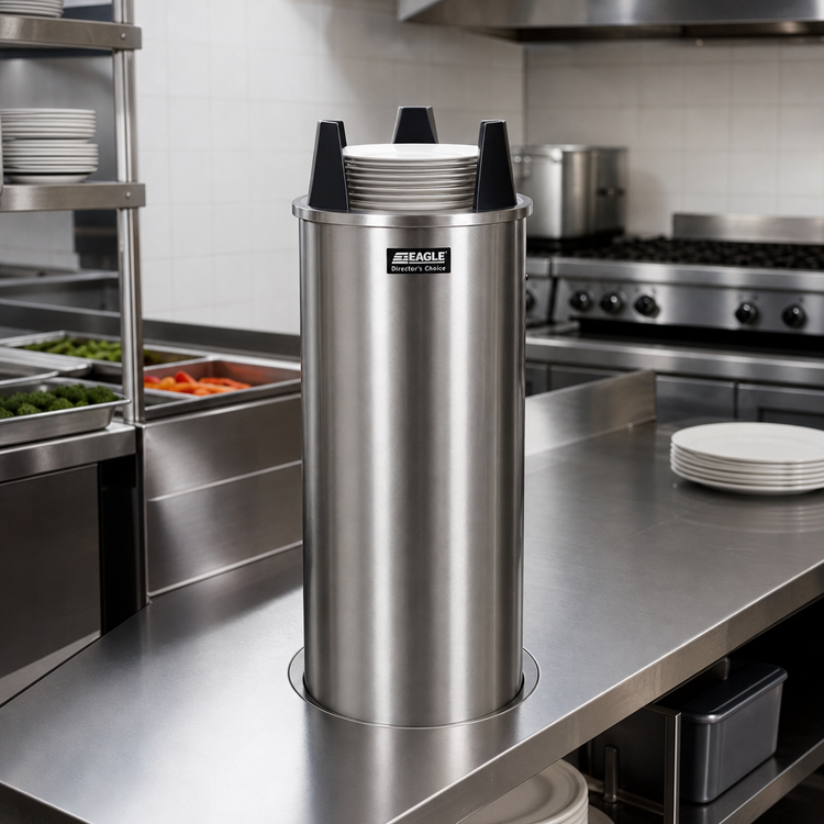 Product image #2 for Eagle Group Director's Choice Heated Drop-In Shielded Dish Dispenser for 11-7/8-Inch to 13-Inch Round Plates