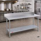 Thumbnail image #2 for Duke Manufacturing 416-30108-5R 108-Inch x 30-Inch Stainless Steel Work Table with 5-Inch Riser and Galvanized Undershelf