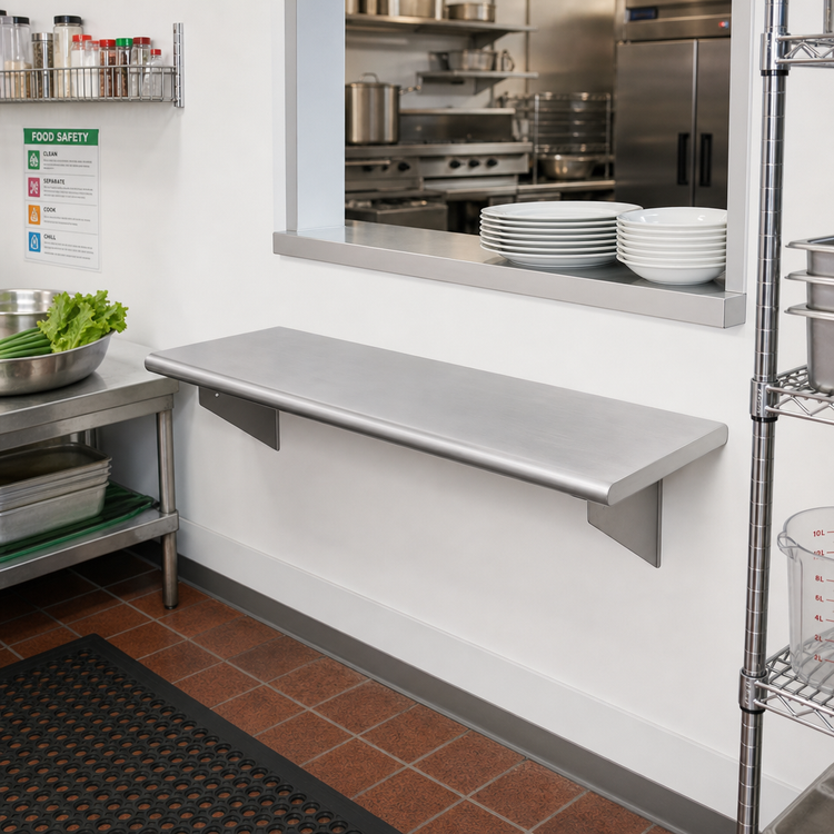 Product image #2 for Eagle Group Wall-Mounted Pass-Thru Shelf, 60 x 18 Inches, 304 Stainless Steel