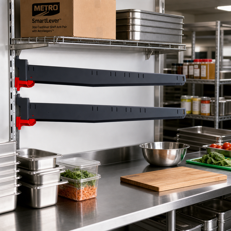 Product image #2 for Metro SmartLever 30-Inch Cantilever Shelf Arm Pair with ArmKeepers