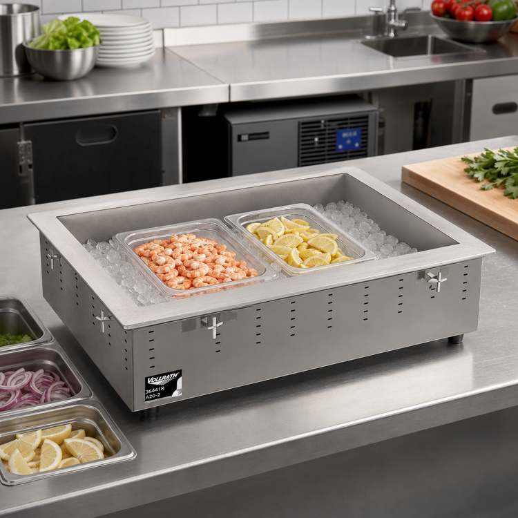 Product image #2 for Vollrath 36441R Remote Refrigerated 2-Pan Drop-In Cold Well, 8" Deep, Full-Size 12" x 20" Compatible