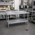 Thumbnail image #2 for Duke Deluxe 16 Gauge 300 Series Stainless Steel Work Table with 1-1/8 Inch Straight Riser and Galvanized Undershelf, 30 x 24 Inch