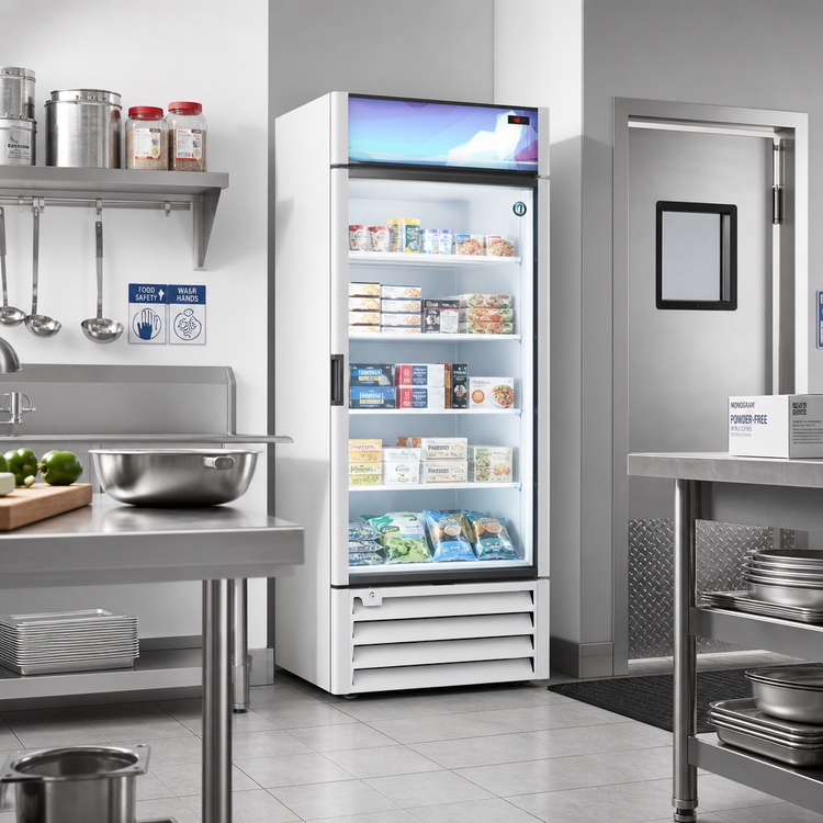 Product image #2 for Hoshizaki 1-Section Glass Door Freezer Merchandiser, 20.71 Cu. Ft., Bottom-Mount, White
