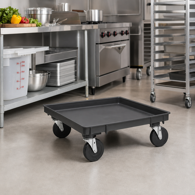 Product image #2 for Rack-Master 21 x 21 Inch Recycled Black Rack Dolly Base with 5-Inch Casters, No Handle